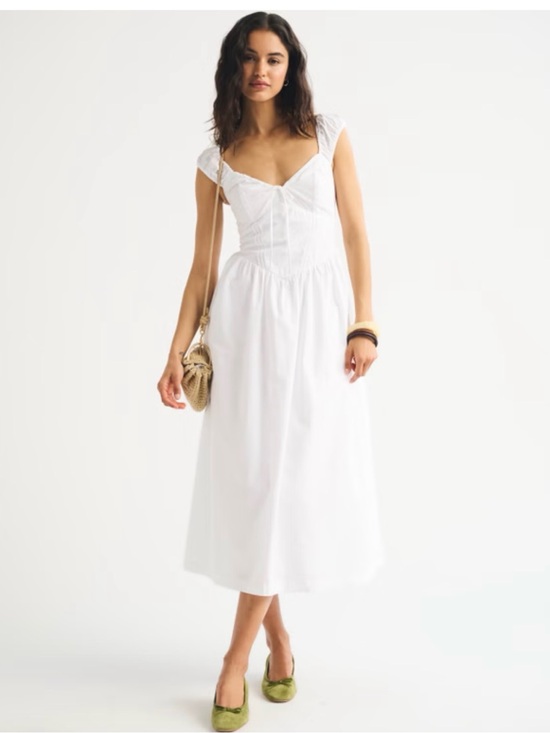 Abercrombie & Fitch Dresses & Skirts - Abercrombie&Fitch 100% CottonBra-Free Cap Sleeve Dipped Waist Midi Dress
